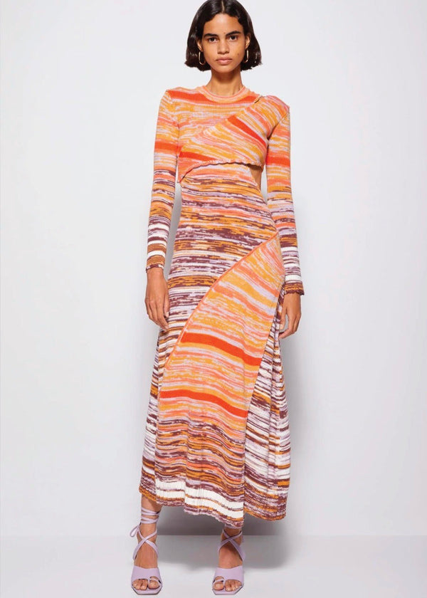 Selah Cotton L/S Crewneck Midi Dress (Lupine Space Dye)