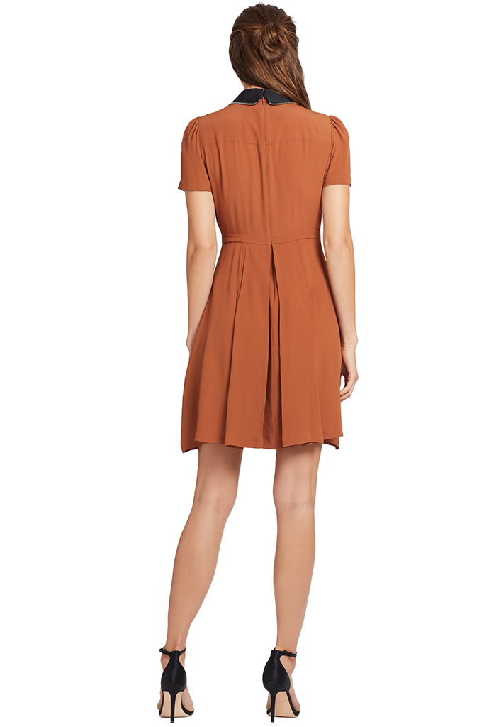 Numero Ventuno Crystal and Zip Collar Dress (Pale Brown)