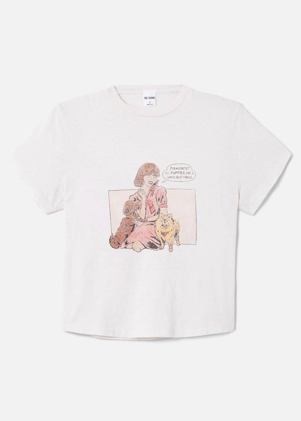 50's Boxy Tee Puppies (Off White)