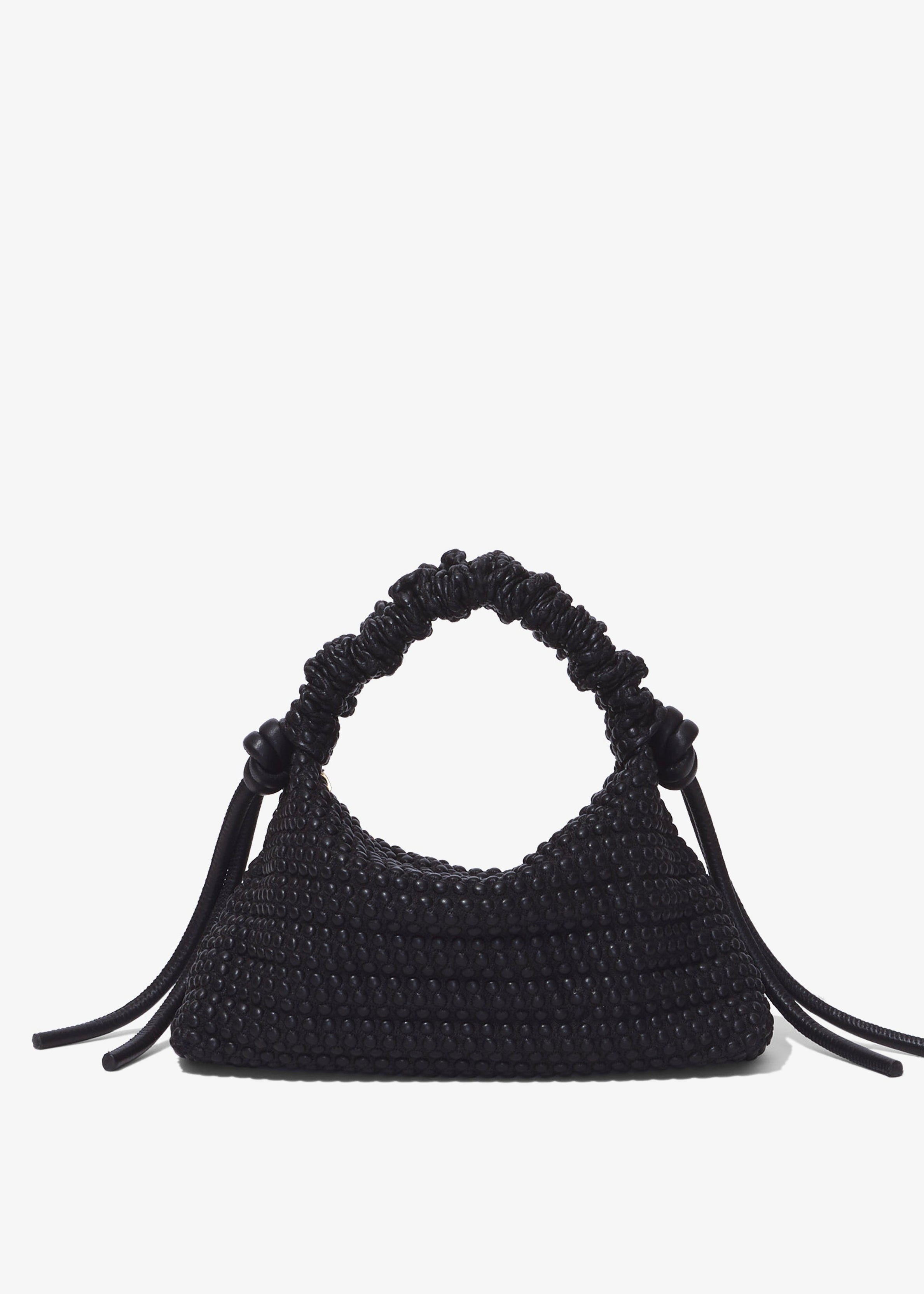 Embroidered Mini Drawstring Bag (Black) - Milk Boutique