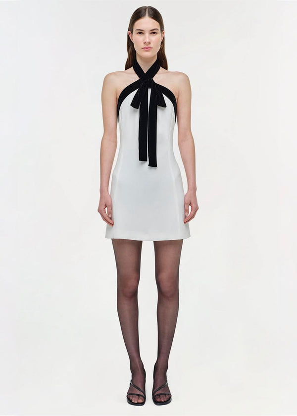 Jolie Mini Dress With Necktie (Ivory)
