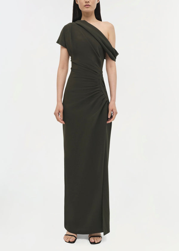 Kally Draped Midi Dress (Everest)