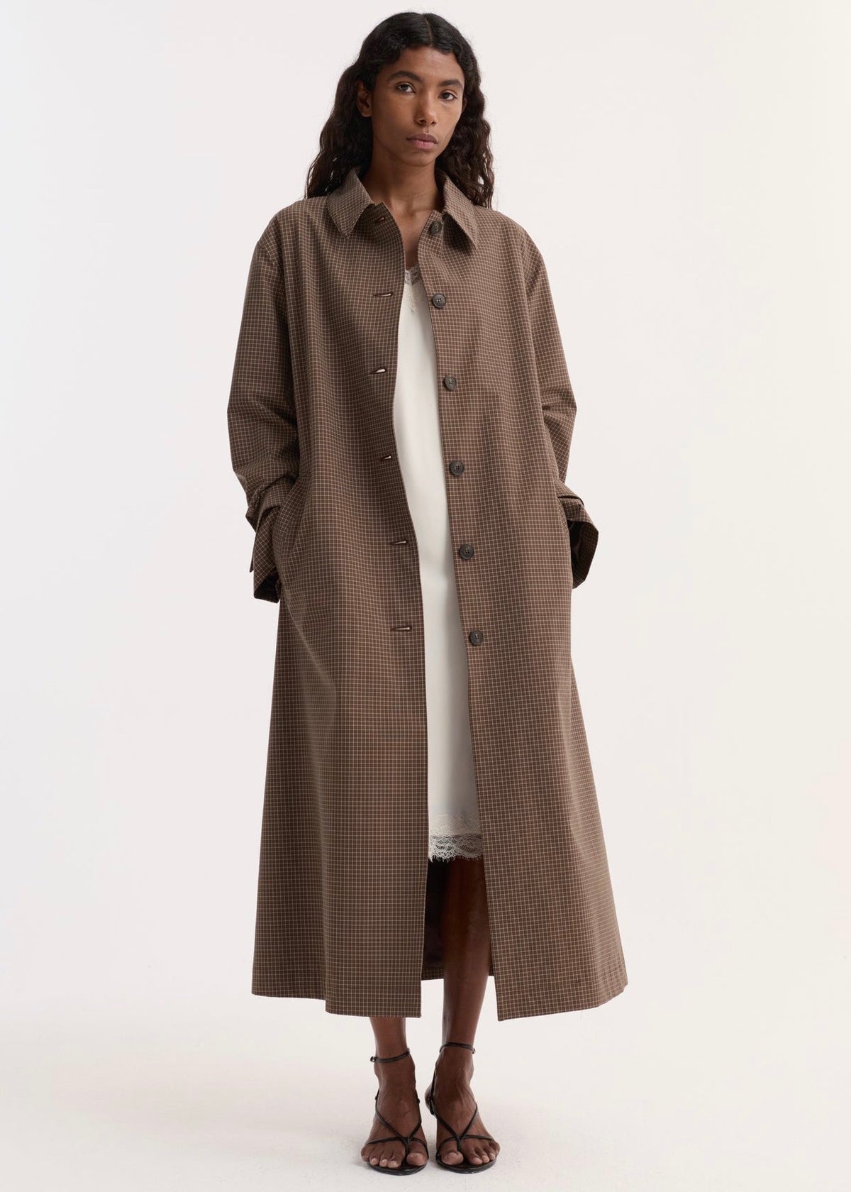 Technical Check Belted Coat (Brown Multi Check) - Milk Boutique