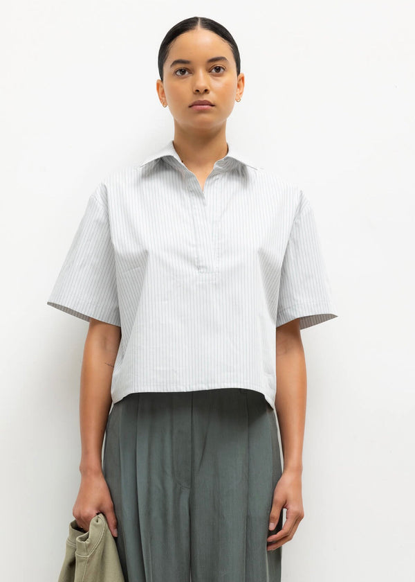 Yoshi Stripe Short Sleeve Polo (Dove/Forest Stripe)