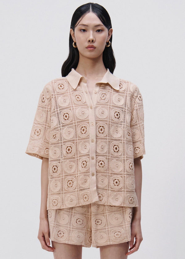Parson Shell Crochet Button Shirt (Dune)