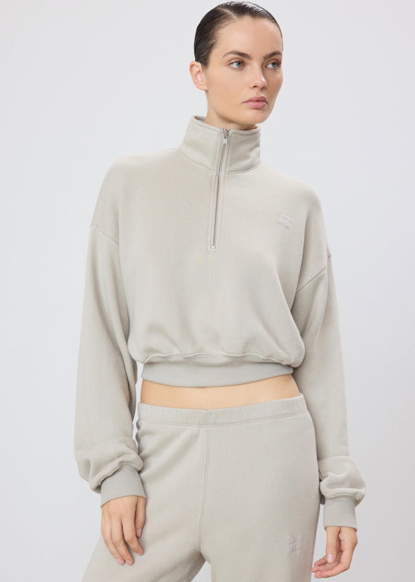 Cropped Half Zip Sweatshirt (Dove)