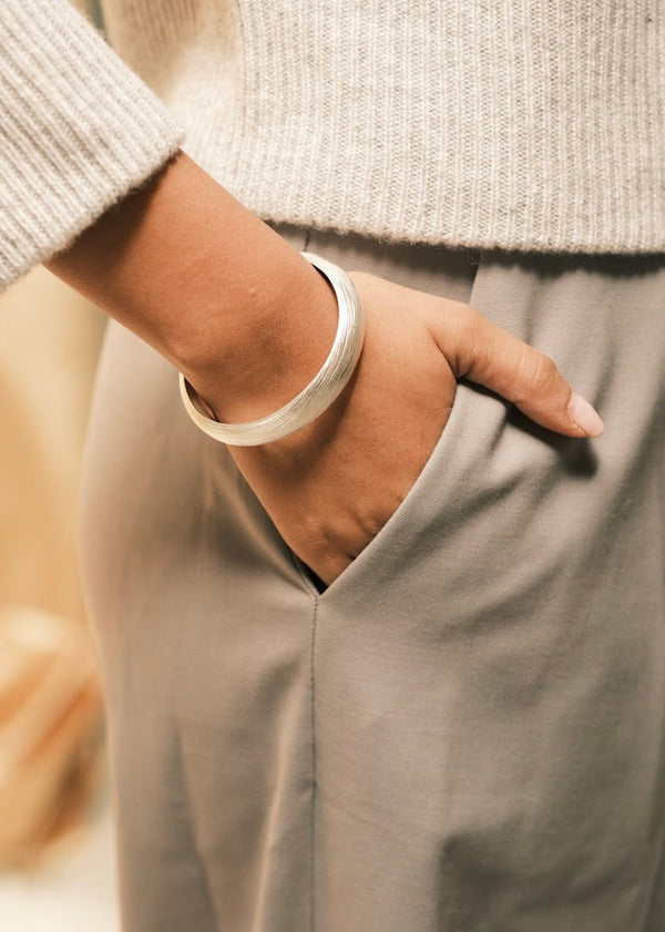 Round Textured Sterling Silver Cuff (Small)