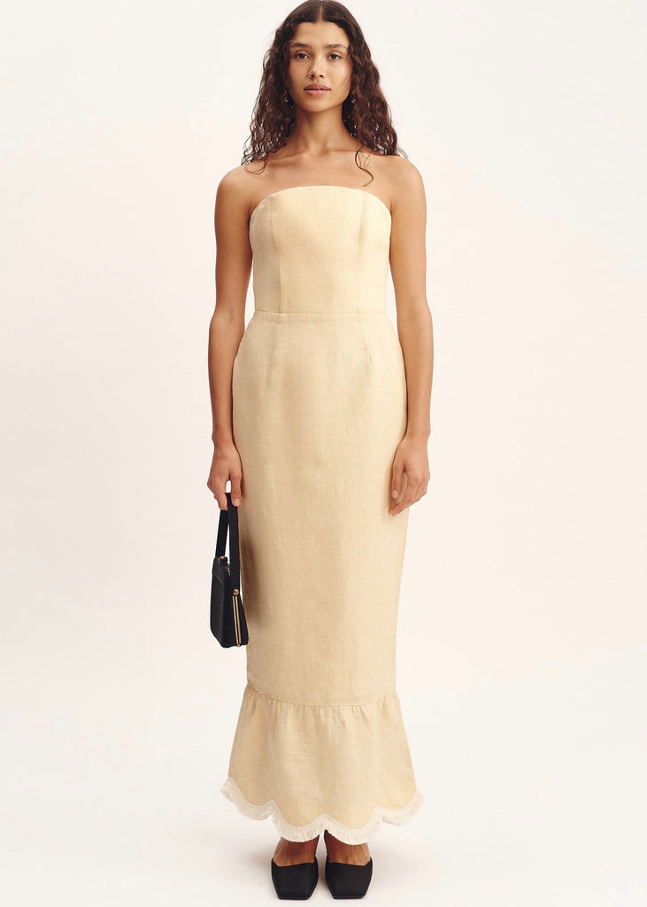 POSSE Essie Strapless Linen Dress XS