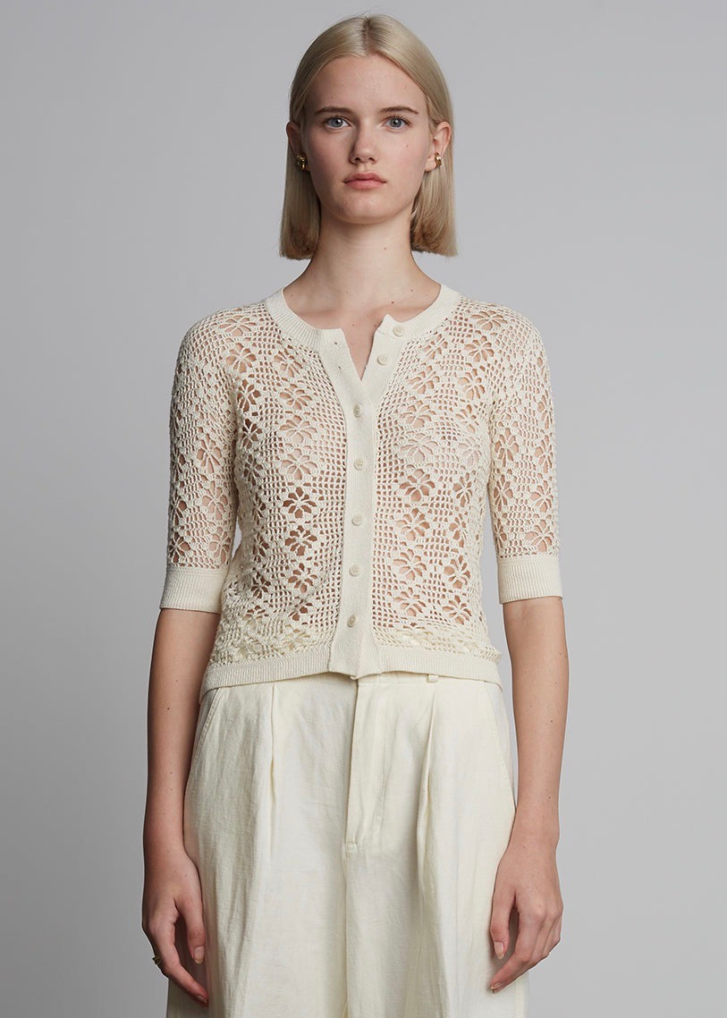 Ruby Crochet Cardigan (Ivory) - Milk Boutique