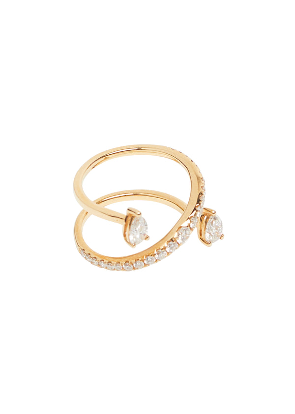 Floating Double Diamond Pear Ring