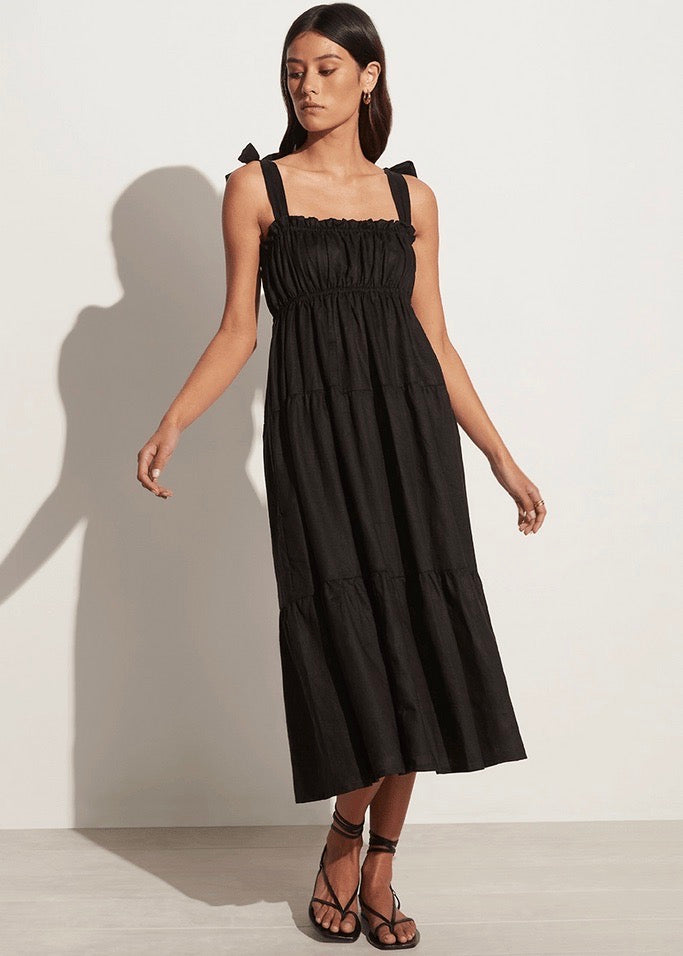 bellamy midi dress Bellamy Striped Sweetheart A-Line Midi Dress