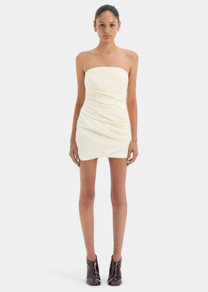 cream strapless mini dress Florent Strapless Mini Dress (Monochrome) – Milk Boutique