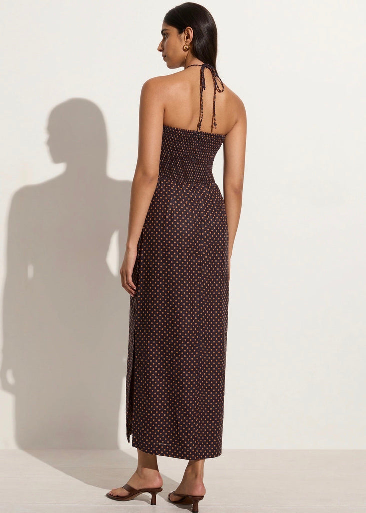 faithfull the brand tortugas midi dress Faithfull The Brand Tortugas Halterneck Linen Midi Dress - Beige - 30% Off