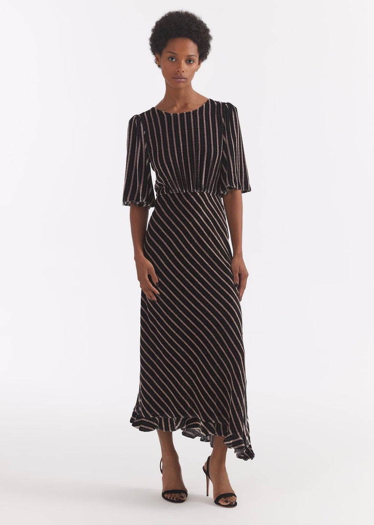 Saloni Vida Velvet Dress - Stripe Saloni Vida Velvet Dress - Stripe