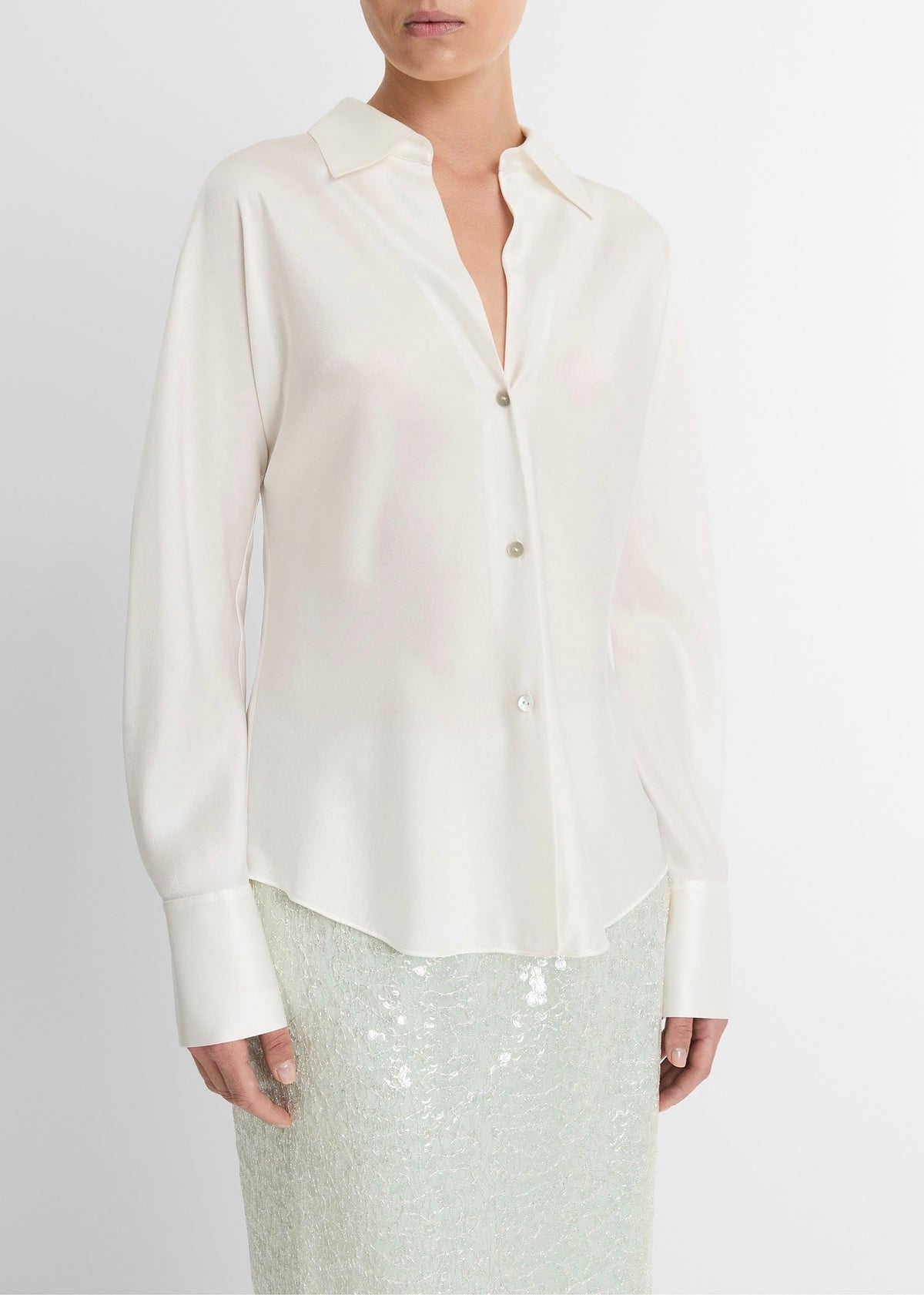 white long sleeve dress blouse Bias Long sleeve Blouse (Off White)