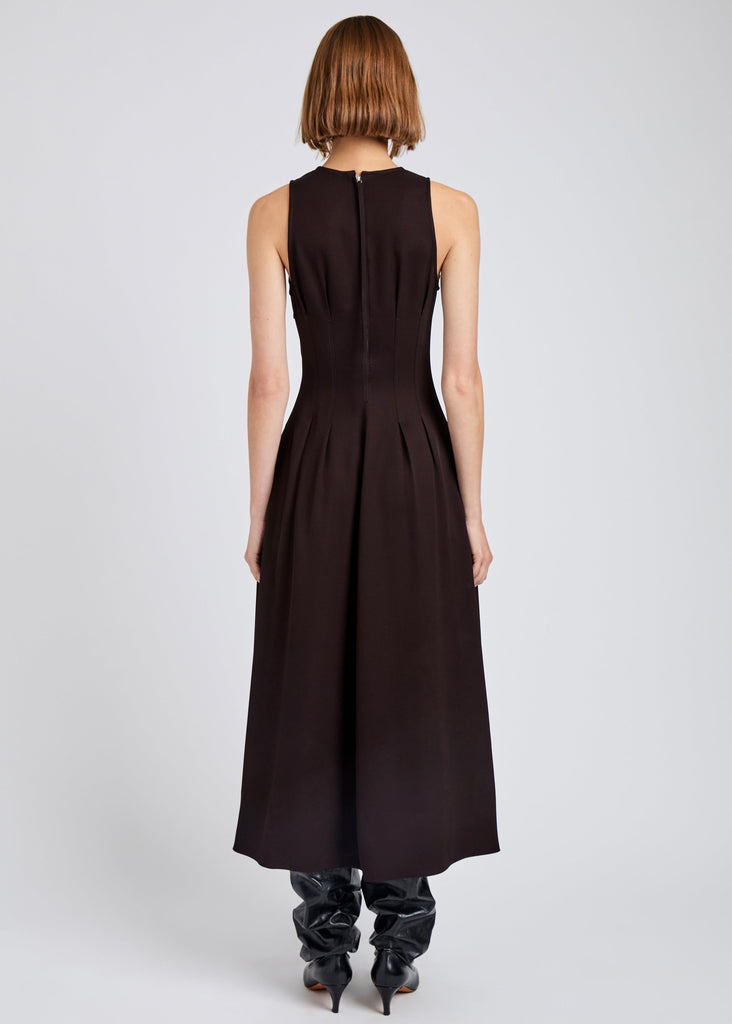Bronwyn Dress in Merino Wool Twill (Chocolate)