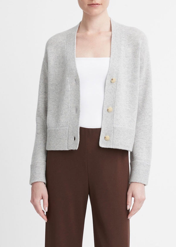 Three Button Boxy Cardigan (Soft Grey)