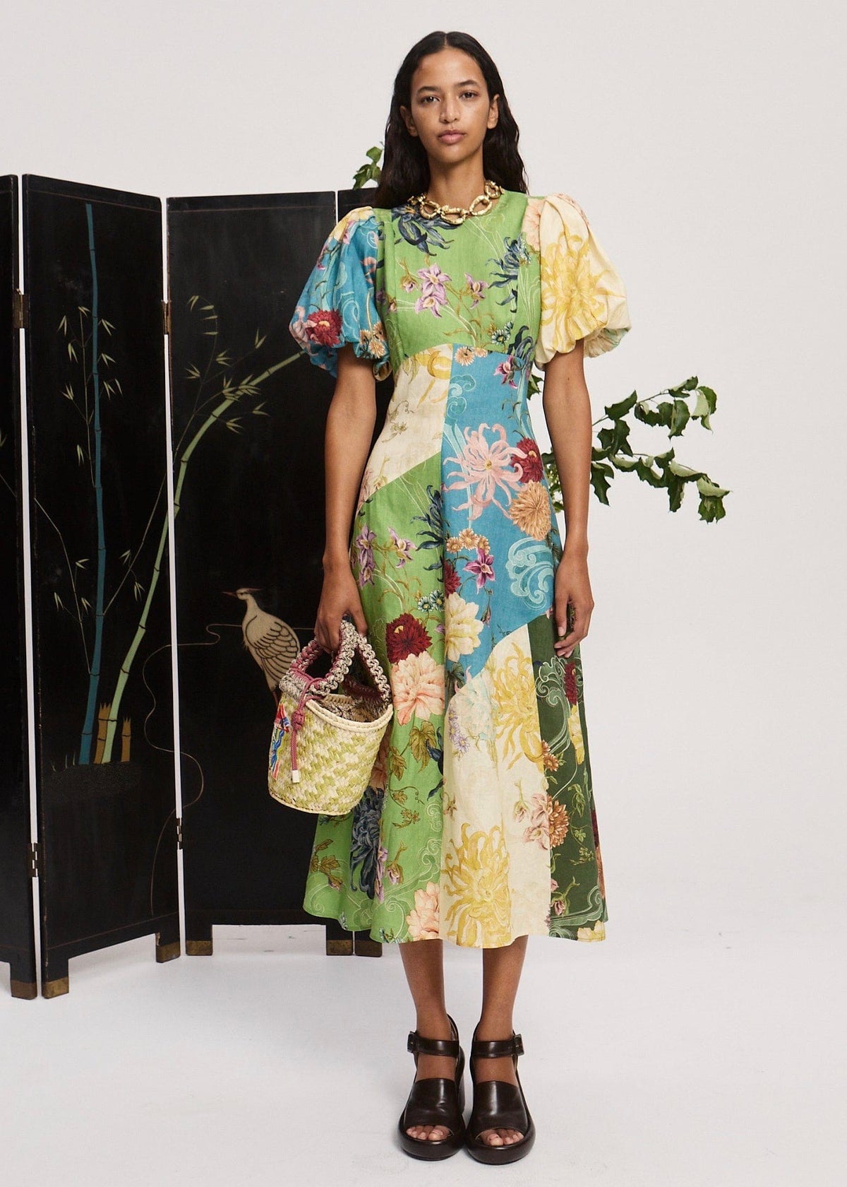 Avery Spliced Midi Dress (Multi)