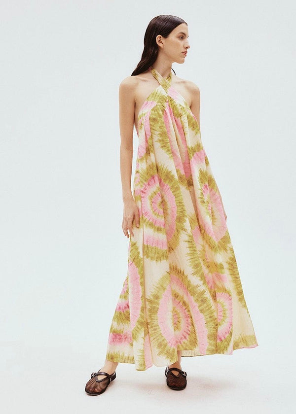 Flash Tie Neck Midi Dress (Multi)