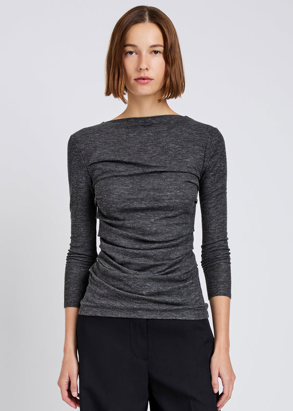 Blythe Top in Wool Jersey (Coal Melange)