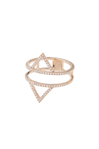 14K Rose Gold 2 Triangle Ring