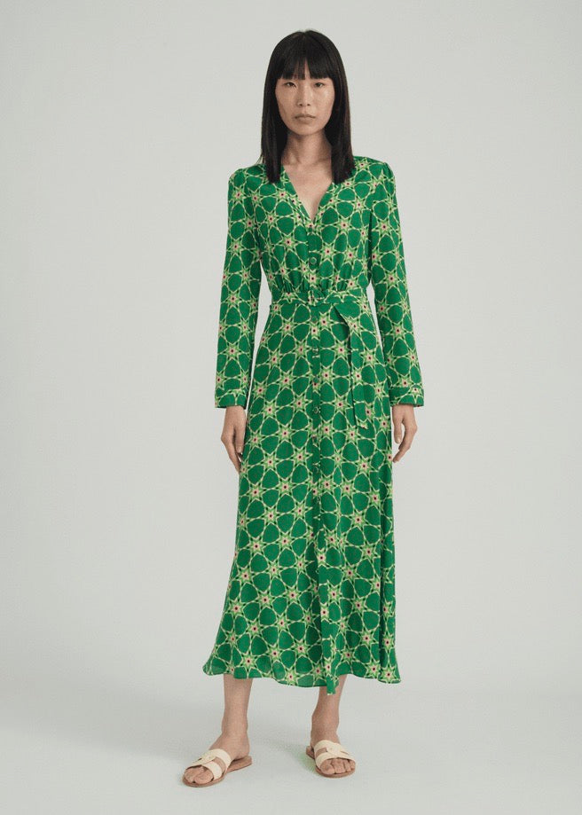 silk shirt dress by boutique L'AGENCE Klement Silk Shirt Dress In Dusky Orchid