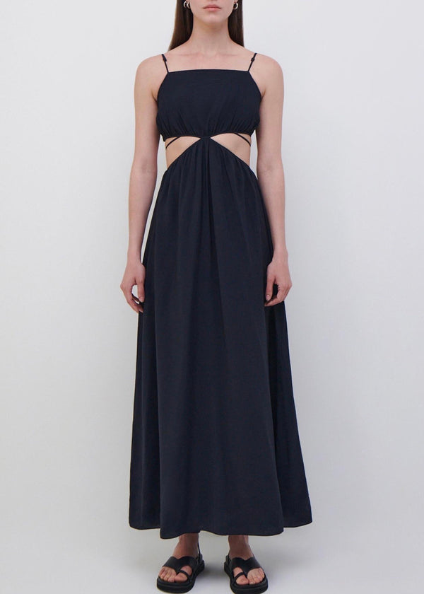 Amora Strappy Detail Maxi Dress (Black)