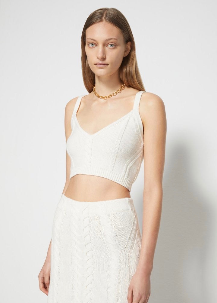 Issa Wool Blend Cable Bralette Tank (White)