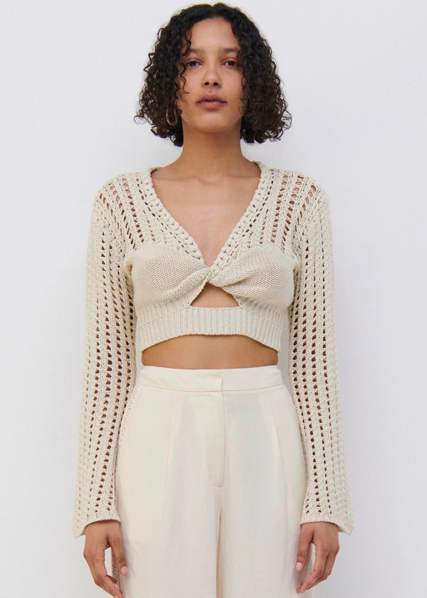 Nile Corded Crochet Twisted Crop (Shell)