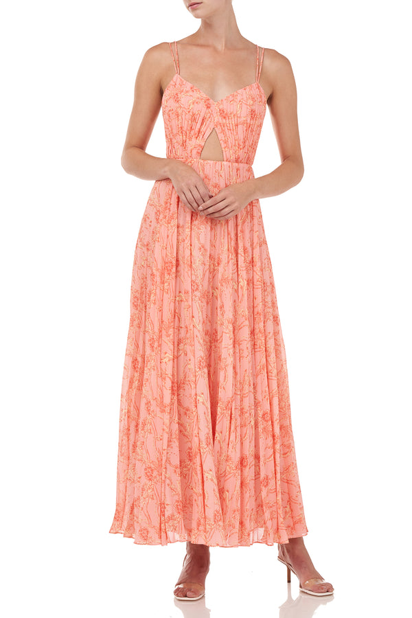 Lucy Dress - Peach Cream Block Paisley