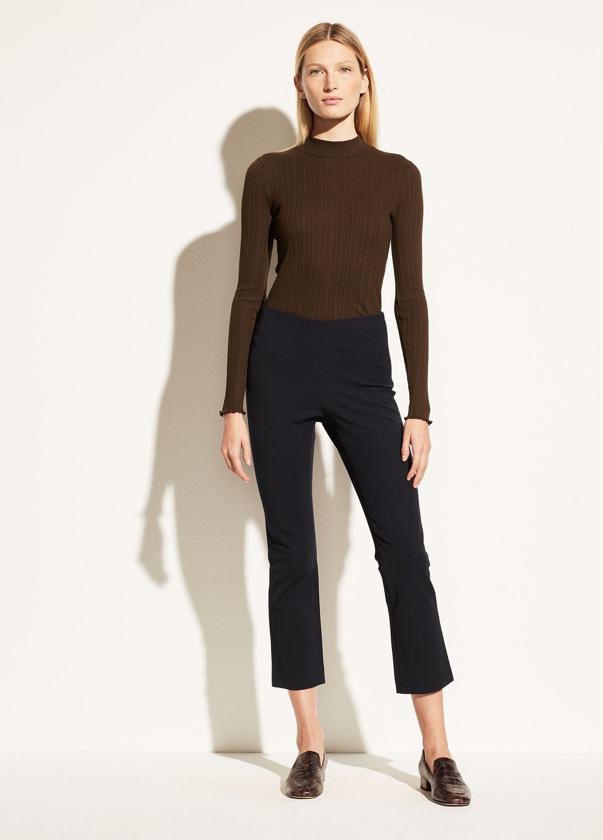 Leo Crop Flare Pant in Champagne Boucle