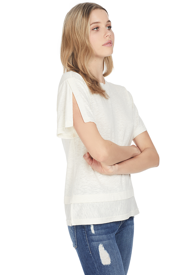 Derek Lam Short Sleeve Tee W/ Slit Detail (White)