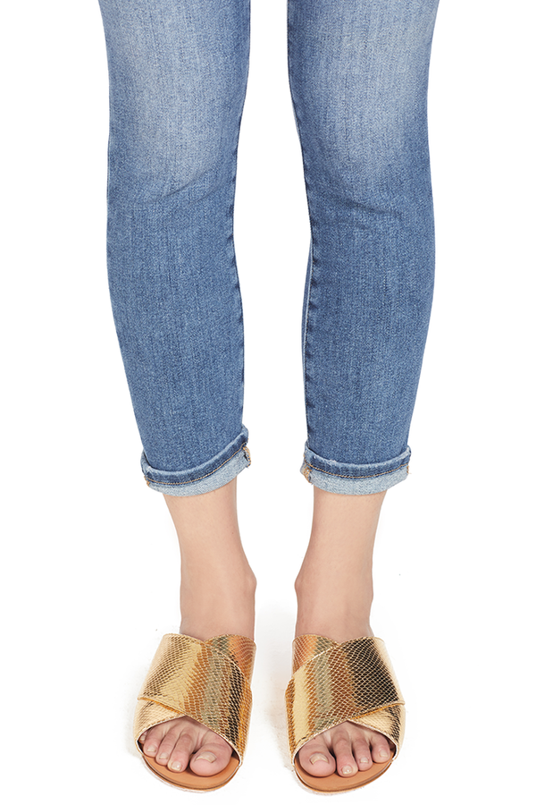 Printed Nappa Leather Slides (Oro)