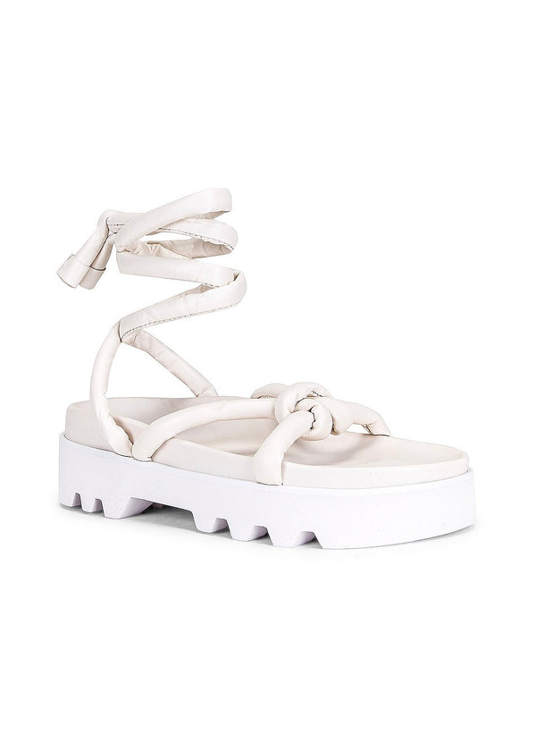 Nava Leather Platform Sandals (White)
