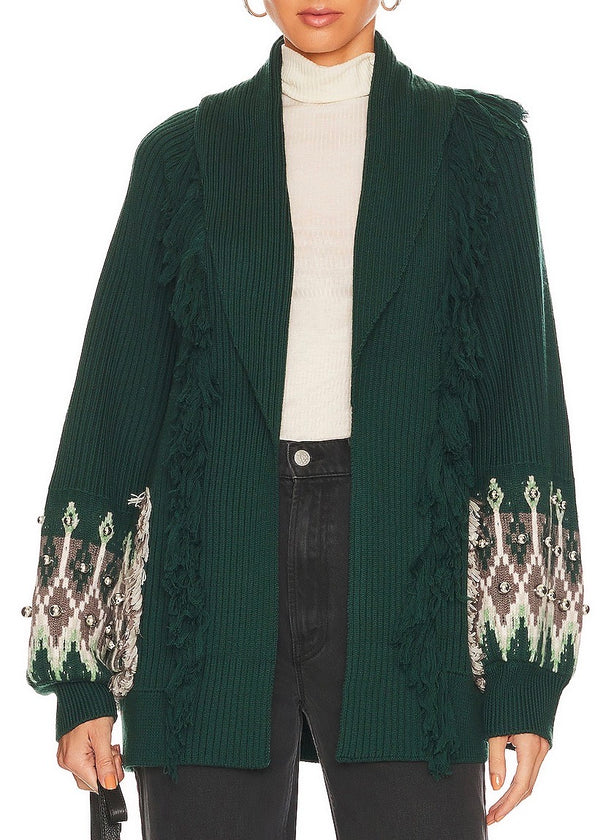 Jaiden Fair Isle Belted Shawl Cardi (Hunter/Multi)
