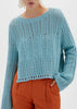Amberly Chunky Cotton Cropped Pullover - Tide Pool 