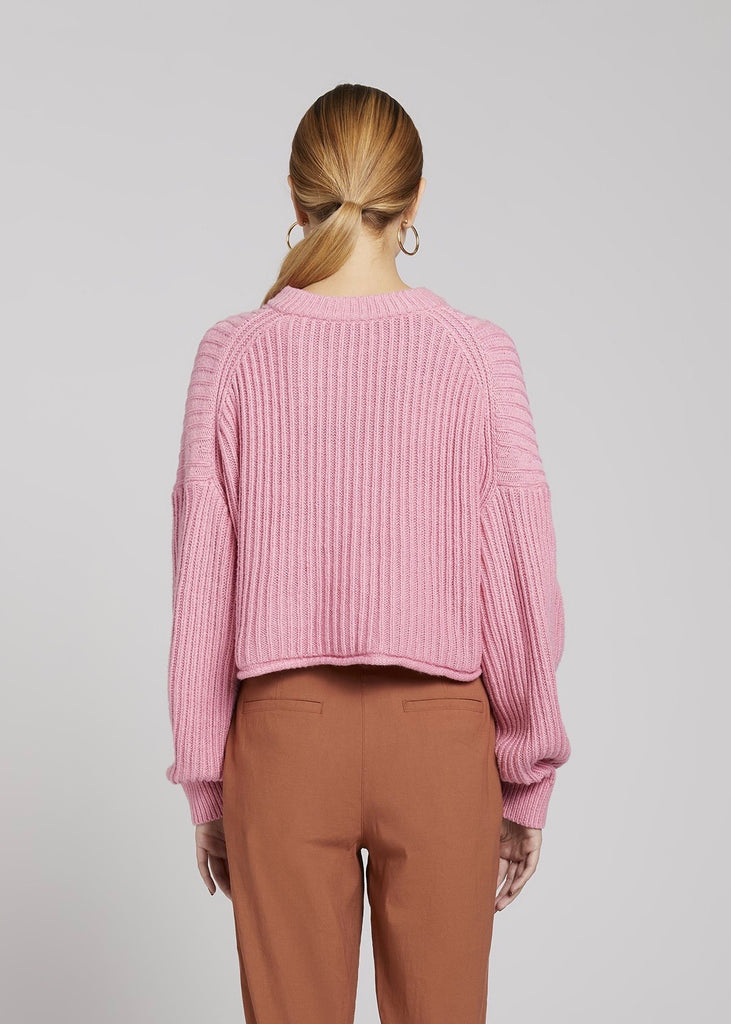 Rib-knit Sweater - Pink - Ladies