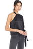 Michelle Mason Black Silk Charmeuse One Sleeve Top with Ties