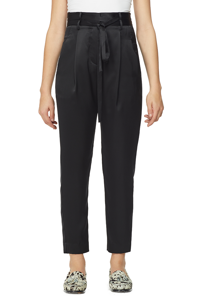 Michelle Mason Crop Silk Paperbag Trousers