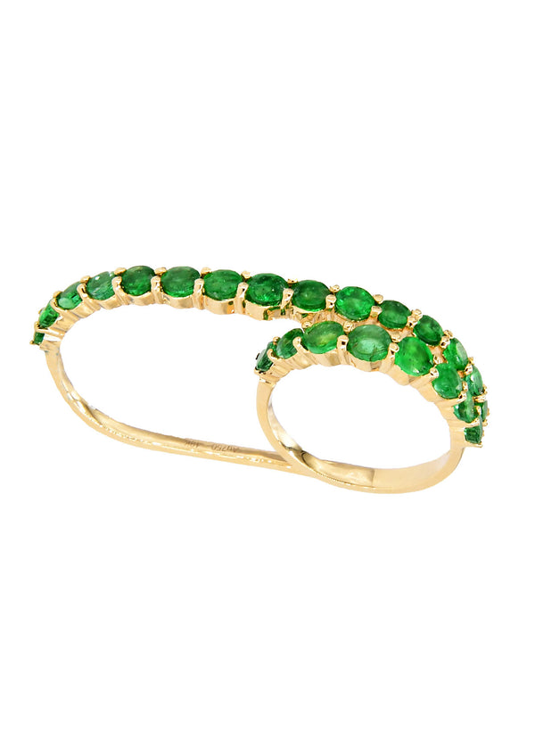 Emerald Double Finger Ring