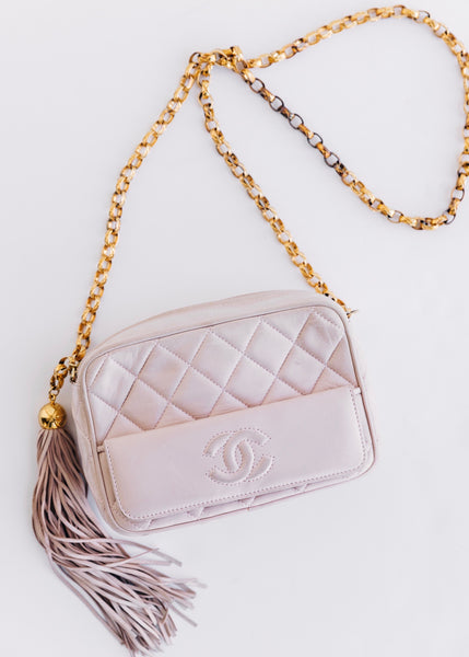 Vintage Chanel Quilted Pocket Tassel Bag - Blush