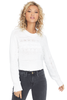 RtA Fever Cropped Cable Crewneck Sweater (Blanc)