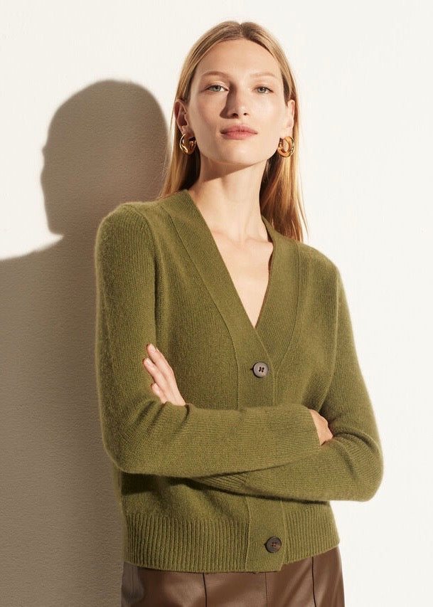 Shrunken Cashmere Button Cardigan (Erba Green) Milk Boutique