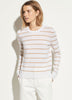 Striped Cashmere Sweater- Camel/Heather White