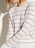 Striped Cashmere Sweater- Camel/Heather White