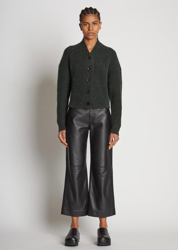 Fluffy Knit Cardigan (Pine/Black)