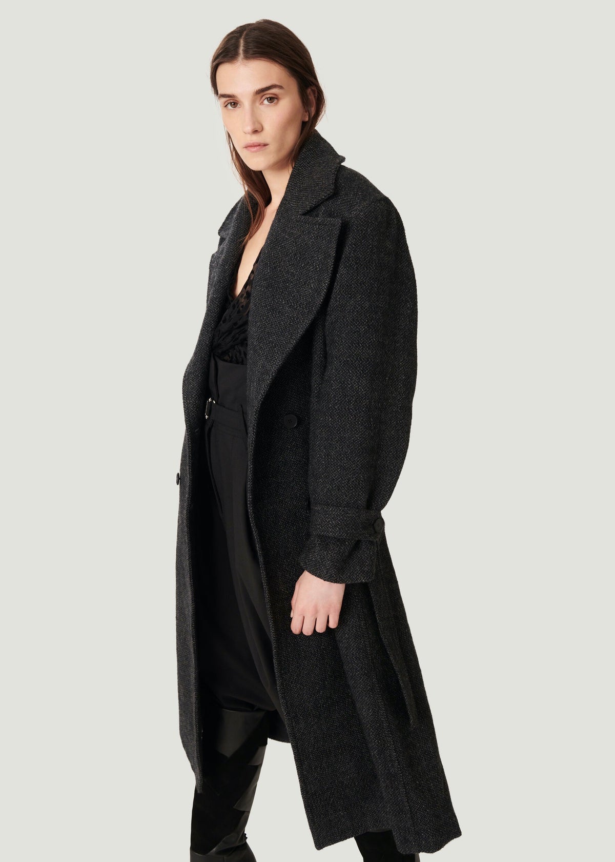 Vibi Coat Black Grey Milk Boutique