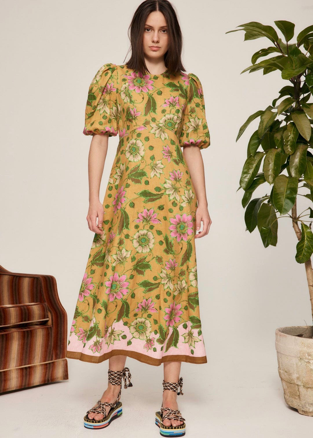Winnie Midi Dress (Tangerine)