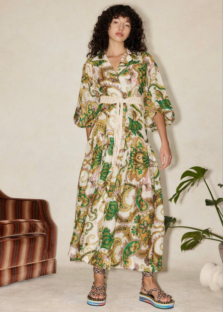Octavia V Neck Shirtdress (Green Multi).- Milk Boutique Octavia V Neck Shirtdress (Green Multi).- Milk Boutique
