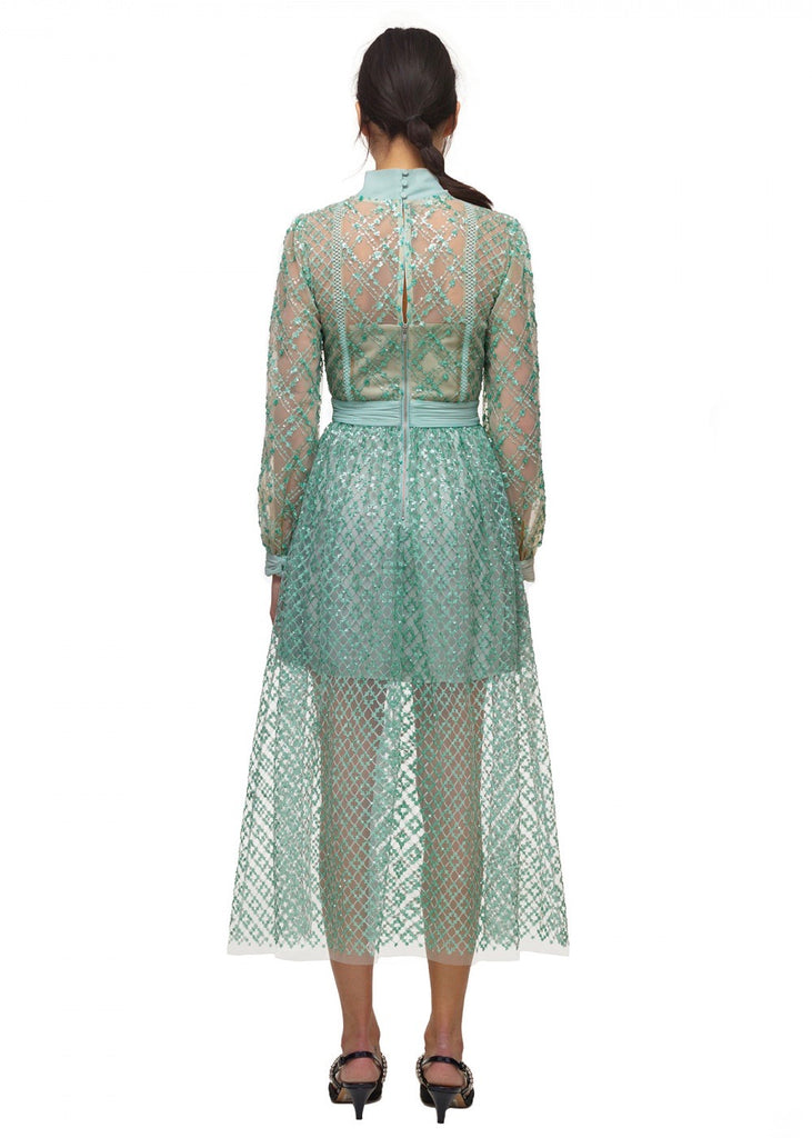 tiered sequin midi dress Blush Coast Sequin Lace Tiered Midi Dress